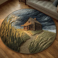 Log Cabin Round Mat Rug - Nature Design | Serene Home Decor (Design 3)