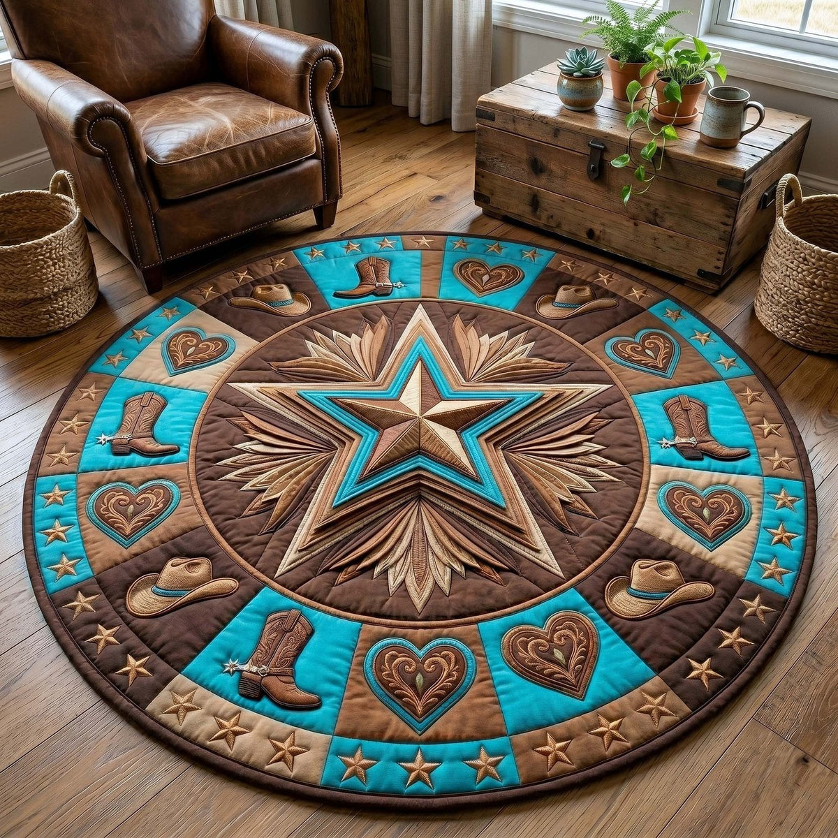 Lone Star Round Mat Rug - Nature Design | Serene Home Decor (Design 3)