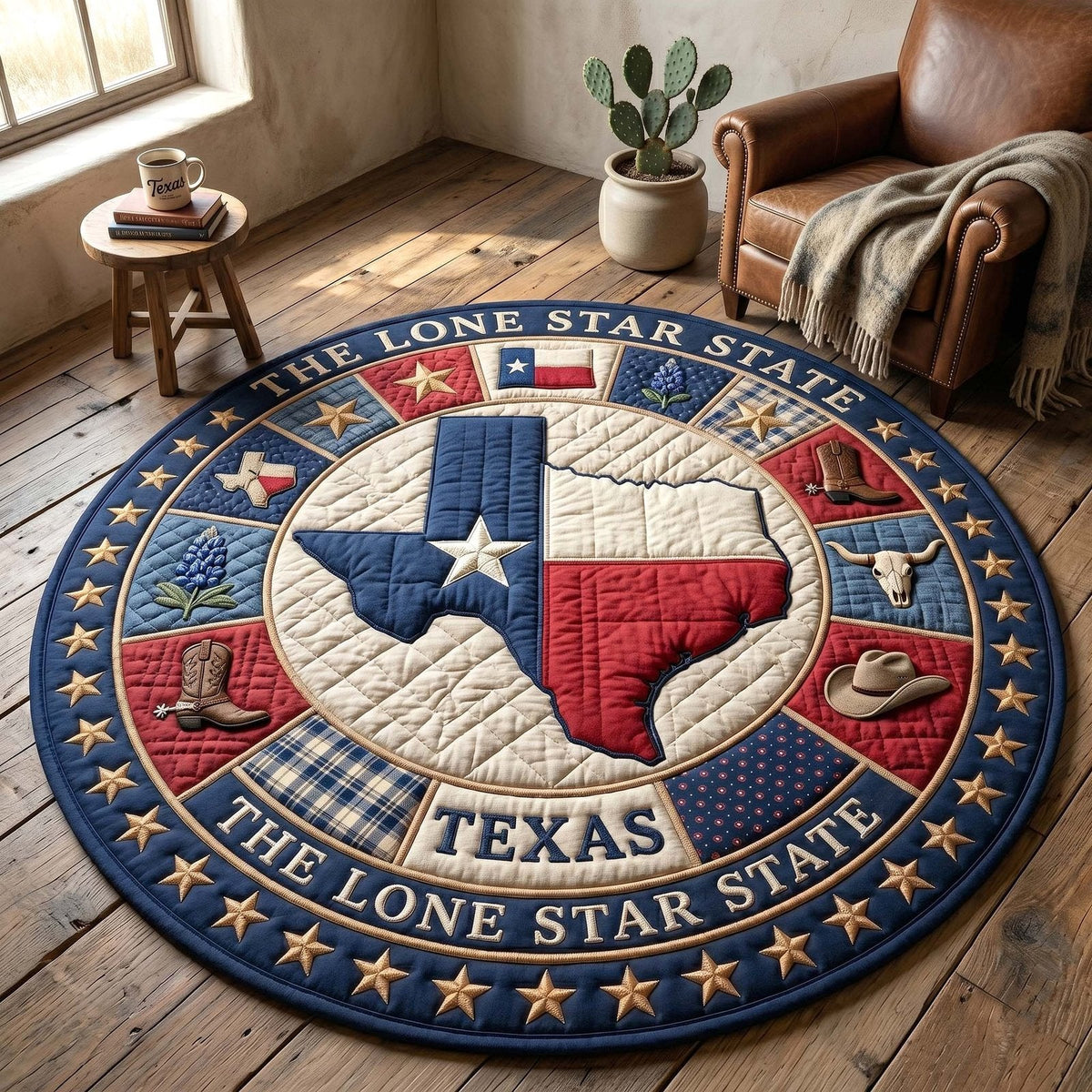 Lone Star Round Mat Rug - Nature Design | Serene Home Decor (Design 2)