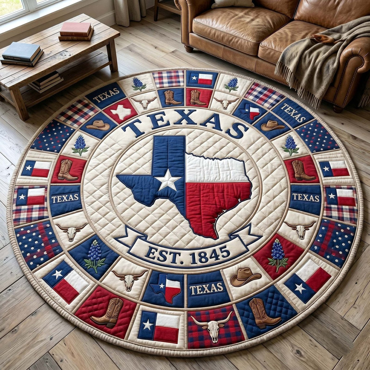 Lone Star Round Mat Rug - Nature Design | Serene Home Decor (Design 6)