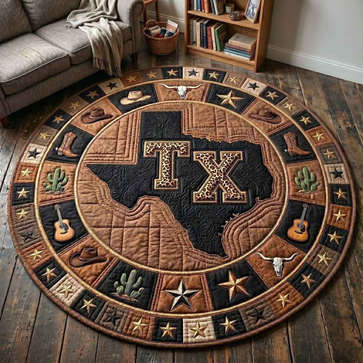 Lone Star Round Mat Rug - Nature Design | Serene Home Decor (Design 5)