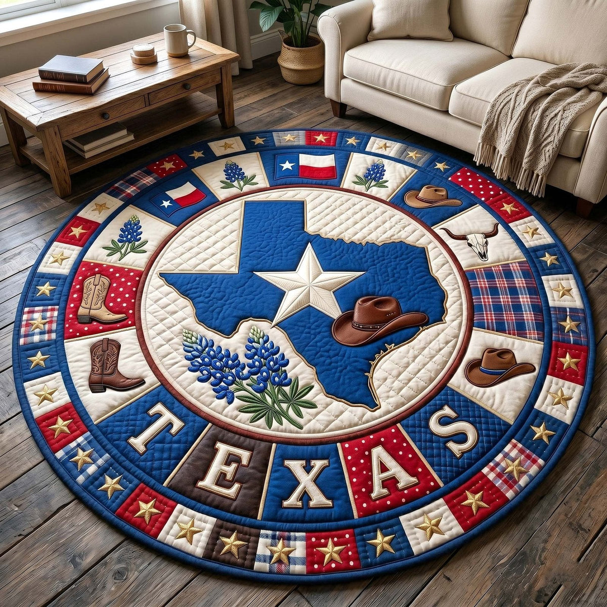 Lone Star Round Mat Rug - Nature Design | Serene Home Decor (Design 4)