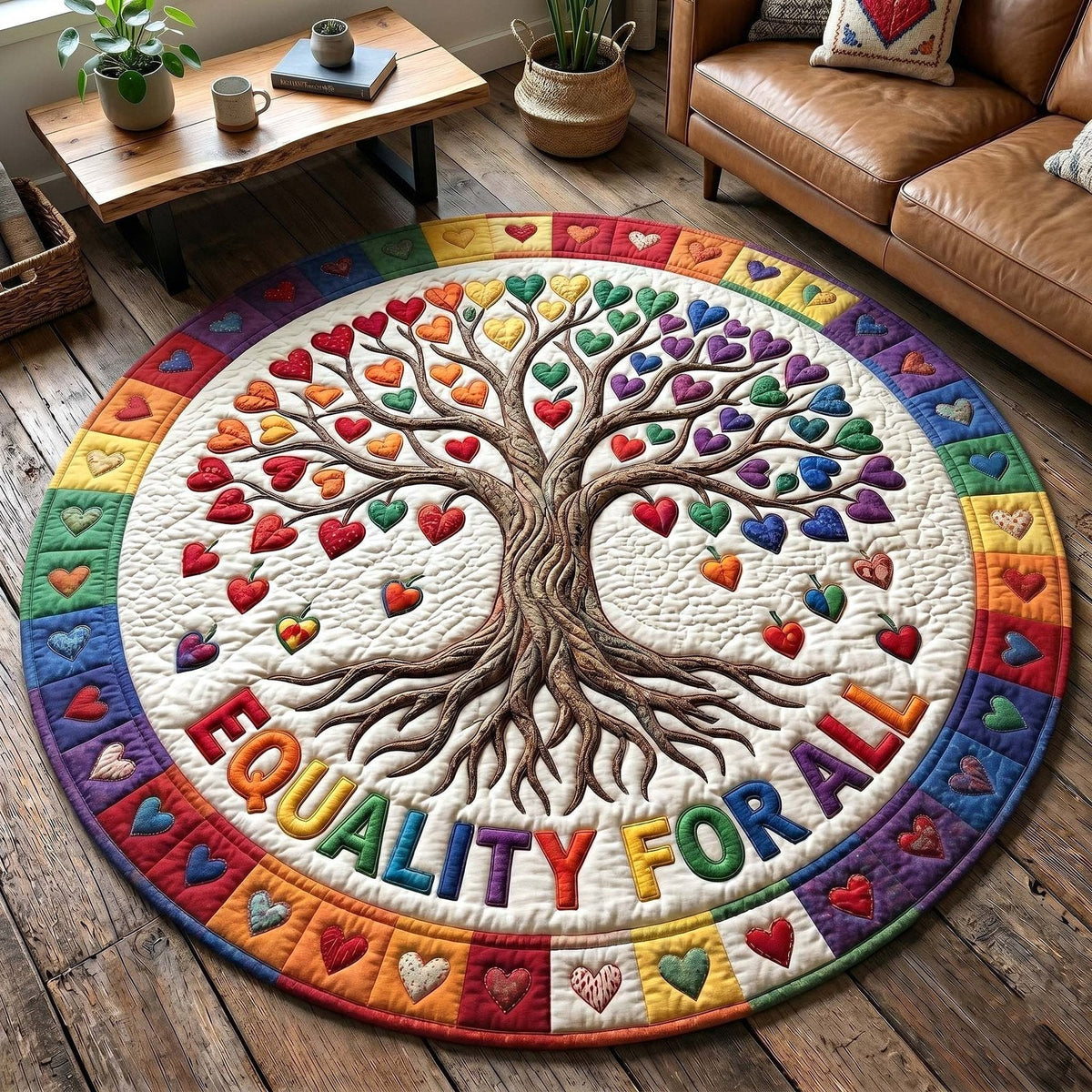 Love Pride Round Mat Rug - Nature Design | Serene Home Decor (Design 2)