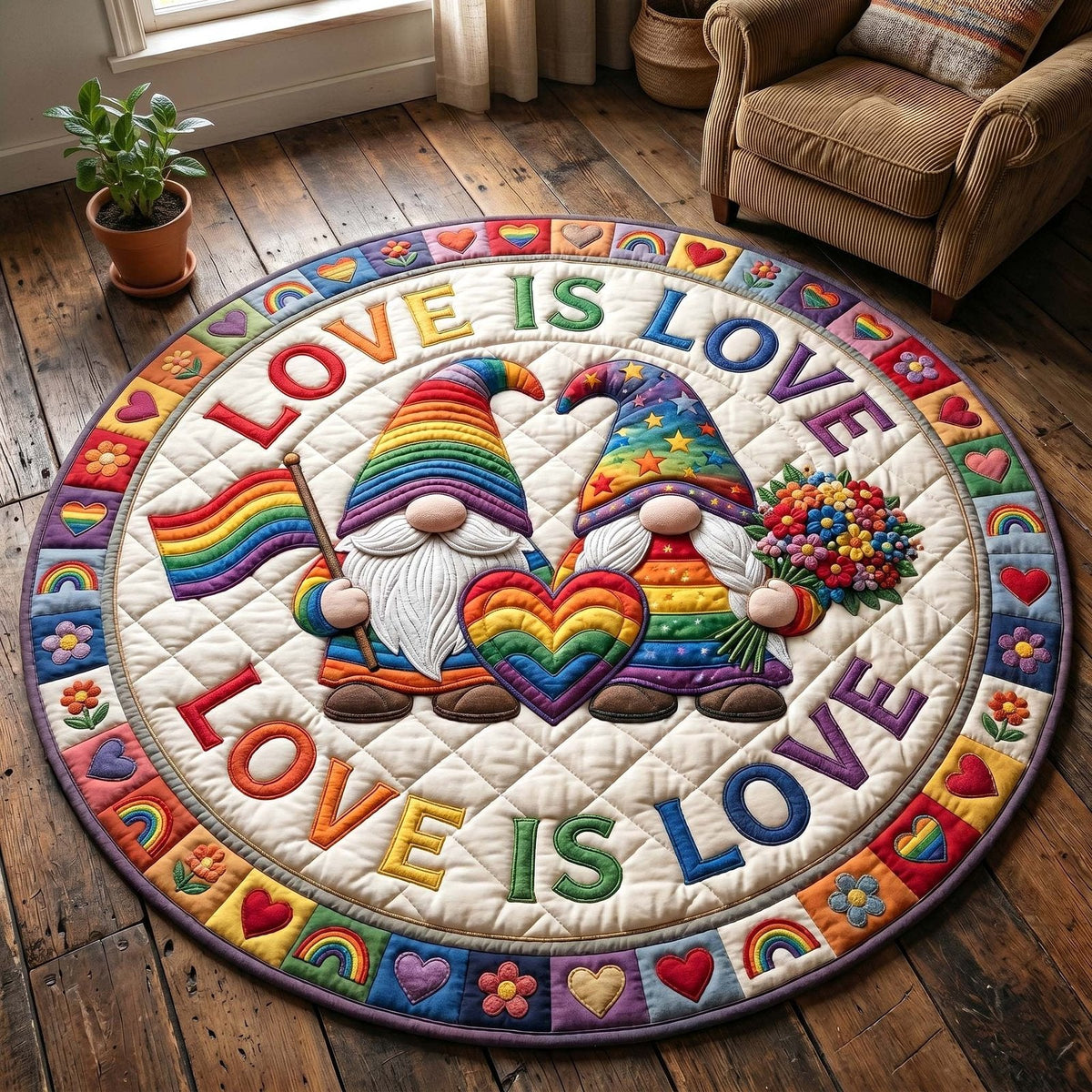 Love Pride Round Mat Rug - Nature Design | Serene Home Decor (Design 5)