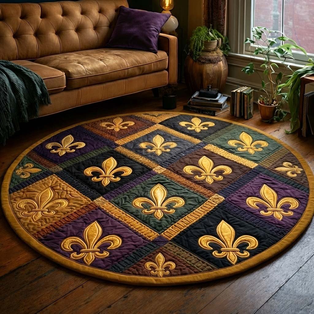 Mardi Gras Round Mat Rug - Nature Design | Serene Home Decor (Design 5)