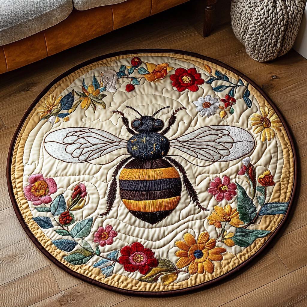 Meadow Whisper Round Mat Rug - Nature Design | Serene Home Decor (Design 2)