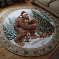 Merry Squatchmas Round Mat Rug - Nature Design | Serene Home Decor (Design 13)