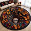 Monarch Sugar Skull Round Mat Rug - Nature Design | Serene Home Decor
