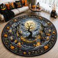 Moonlit Graveyard Round Mat Rug - Nature Design | Serene Home Decor