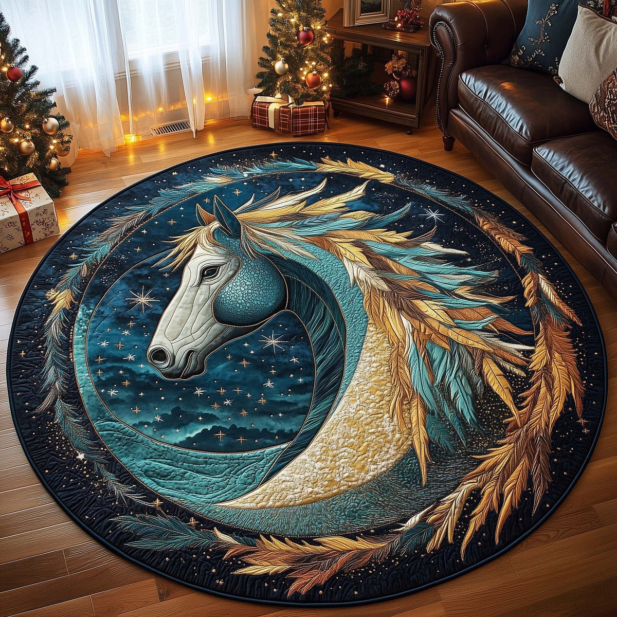 Moonlit Noble Round Mat Rug - Nature Design | Serene Home Decor (Design 2)