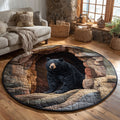 Mountain Bear Round Mat Rug - Non-Slip Washable Round Area Rug for Bedroom & Living Room (Design 2)