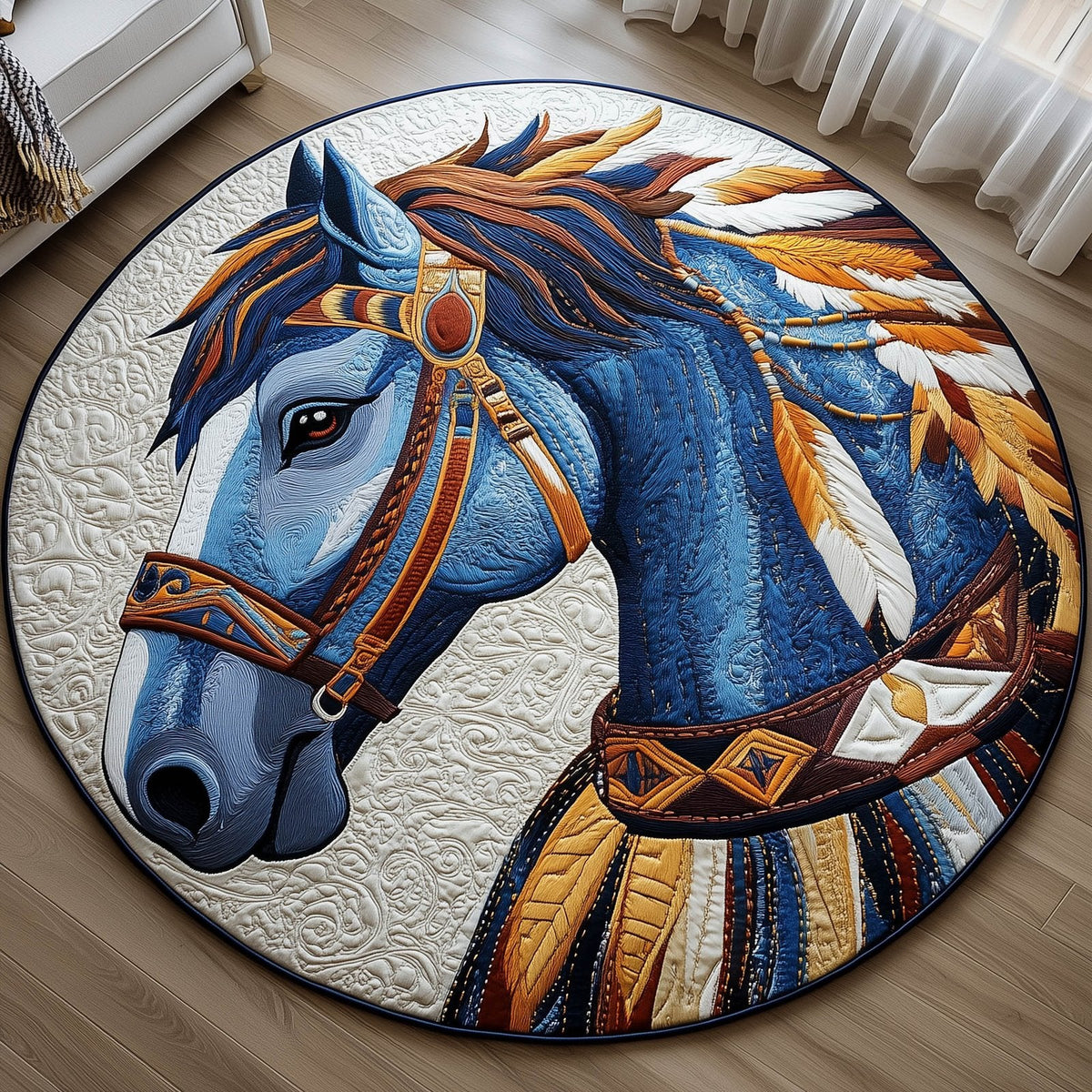 Native Hoof Round Mat Rug - Nature Design | Serene Home Decor (Design 3)