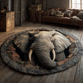 Noble Elephant Round Mat Rug - Nature Design | Serene Home Decor (Design 2)