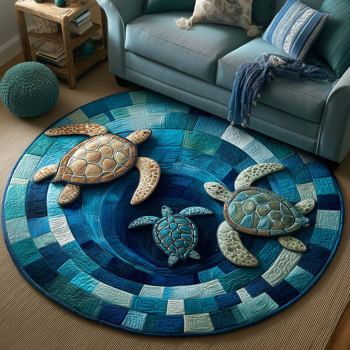 Ocean Drifter Round Mat Rug - Nature Design | Serene Home Decor (Design 5)