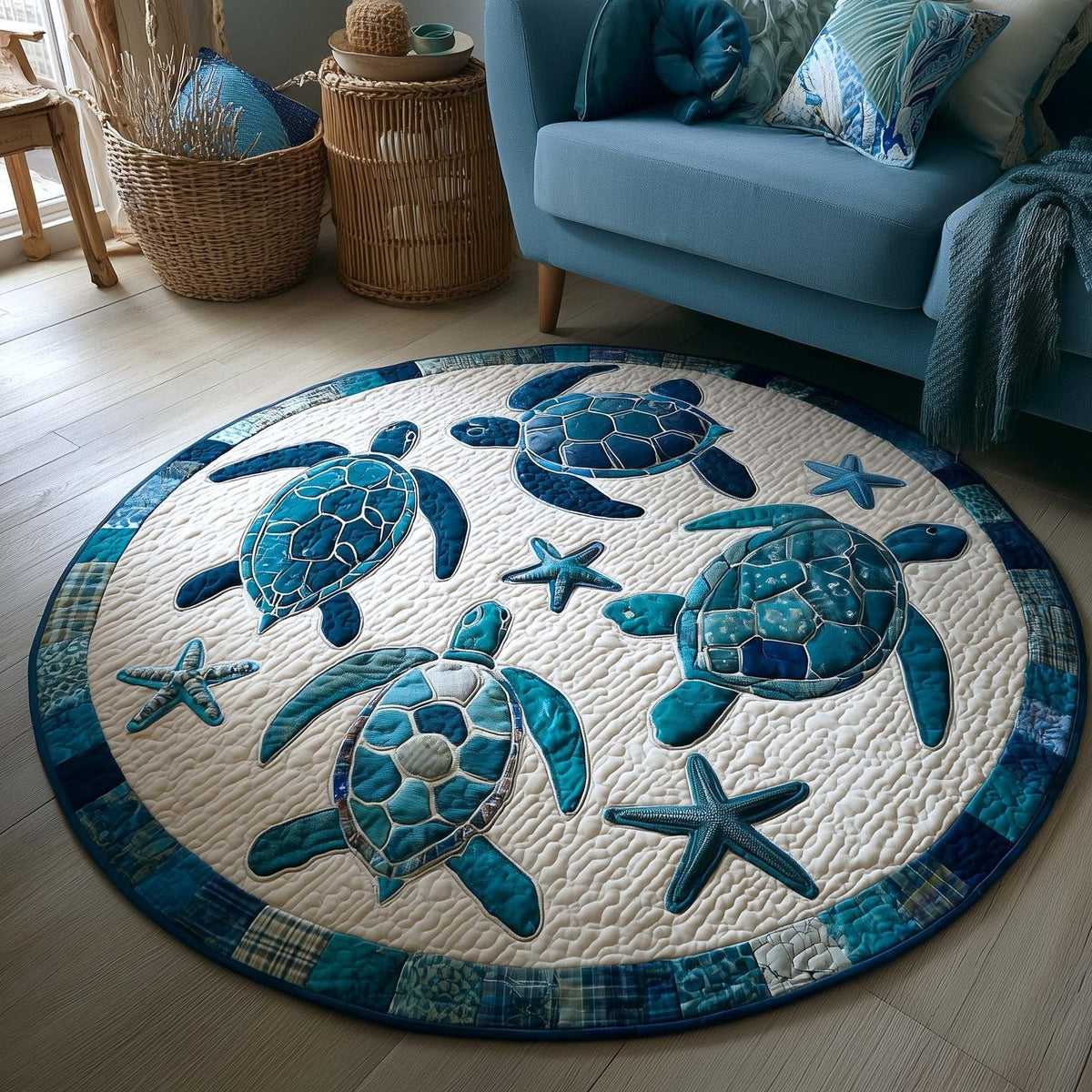 Ocean Drifter Round Mat Rug - Nature Design | Serene Home Decor (Design 4)