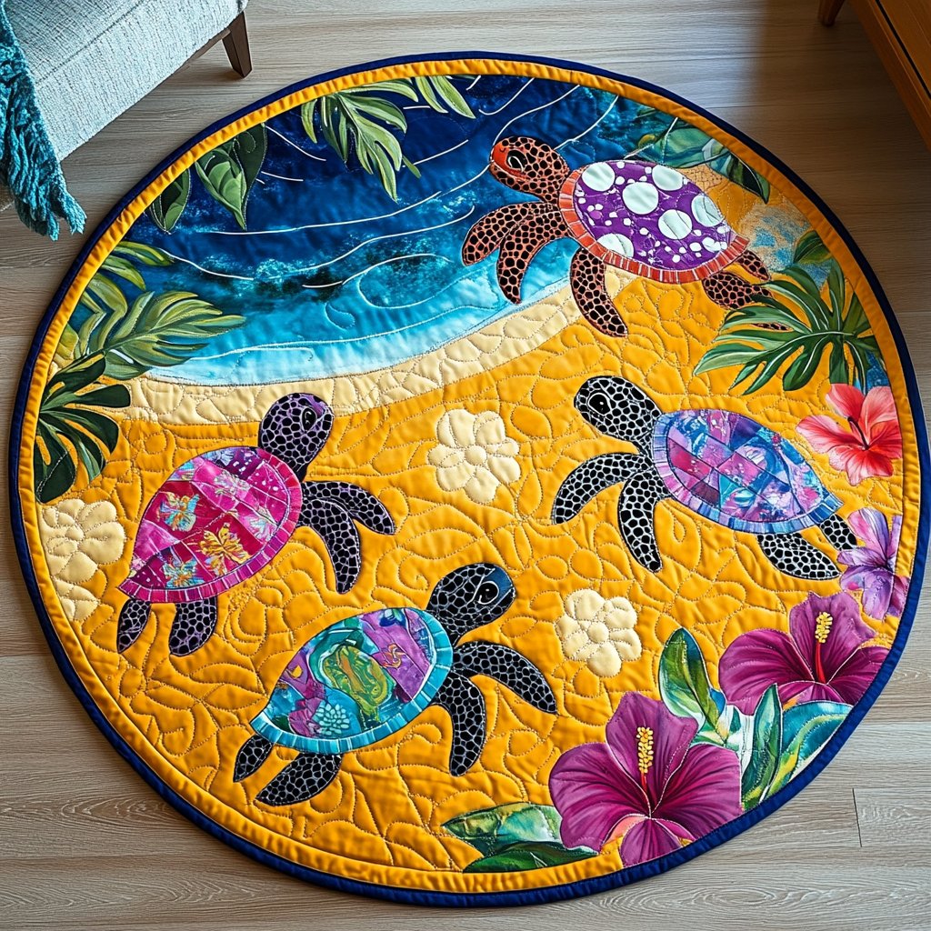 Ocean Glide Round Mat Rug - Nature Design | Serene Home Decor (Design 2)
