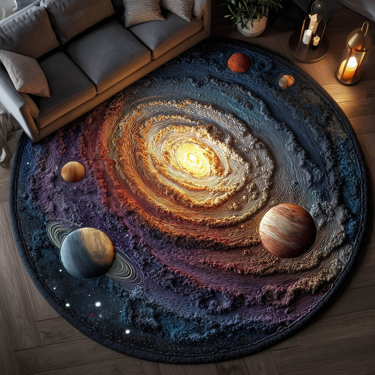Planetopia Round Mat Rug - Nature Design | Serene Home Decor (Design 2)