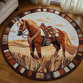 Prairie Horse Round Mat Rug - Non-Slip Washable Round Area Rug for Bedroom & Living Room (Design 8)