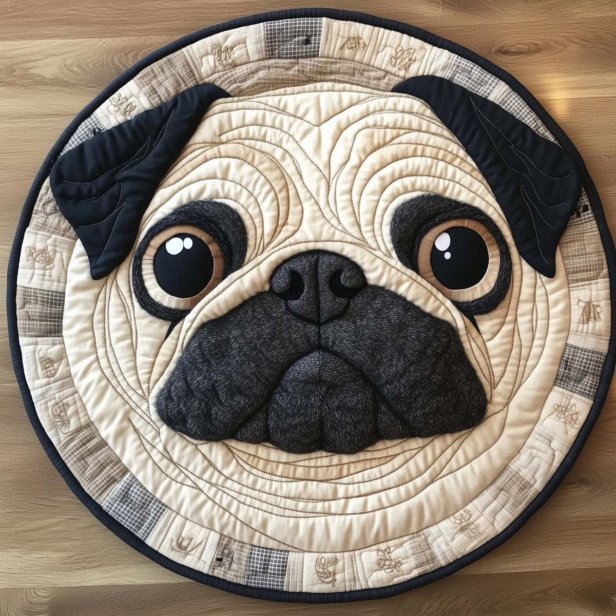 Pug Charm Round Mat Rug - Nature Design | Serene Home Decor (Design 2)