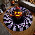 Pumpkin Scarecrow Halloween Round Mat Rug - Non-Slip Washable Round Area Rug for Bedroom & Living Room (Design 2)