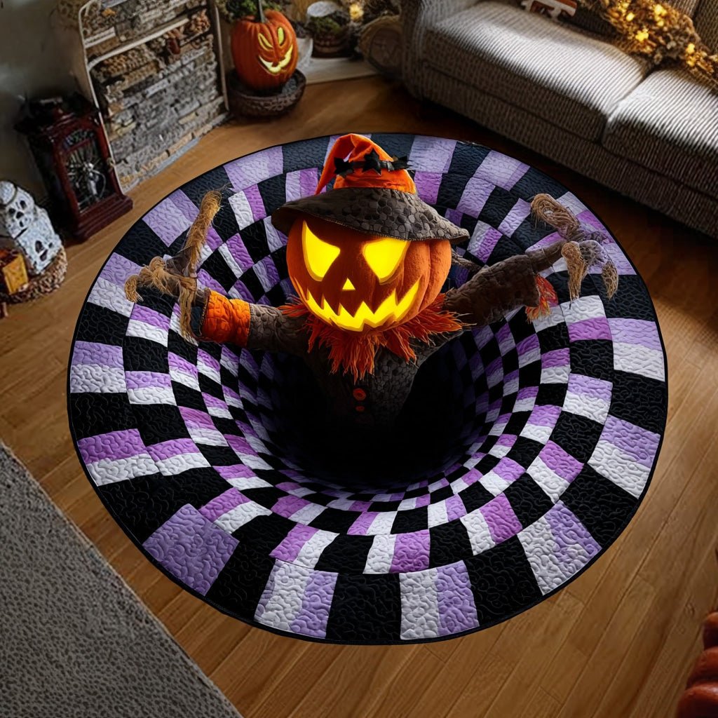 Pumpkin Scarecrow Halloween Round Mat Rug - Non-Slip Washable Round Area Rug for Bedroom & Living Room (Design 2)