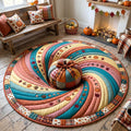 Pumpkin Season Halloween Round Mat Rug - Non-Slip Washable Round Area Rug for Bedroom & Living Room (Design 3)