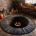 Pumpkin Well Halloween Round Mat Rug - Non-Slip Washable Round Area Rug for Bedroom & Living Room (Design 2)