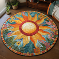 Radiant Bloom Round Mat Rug - Nature Design | Serene Home Decor (Design 2)