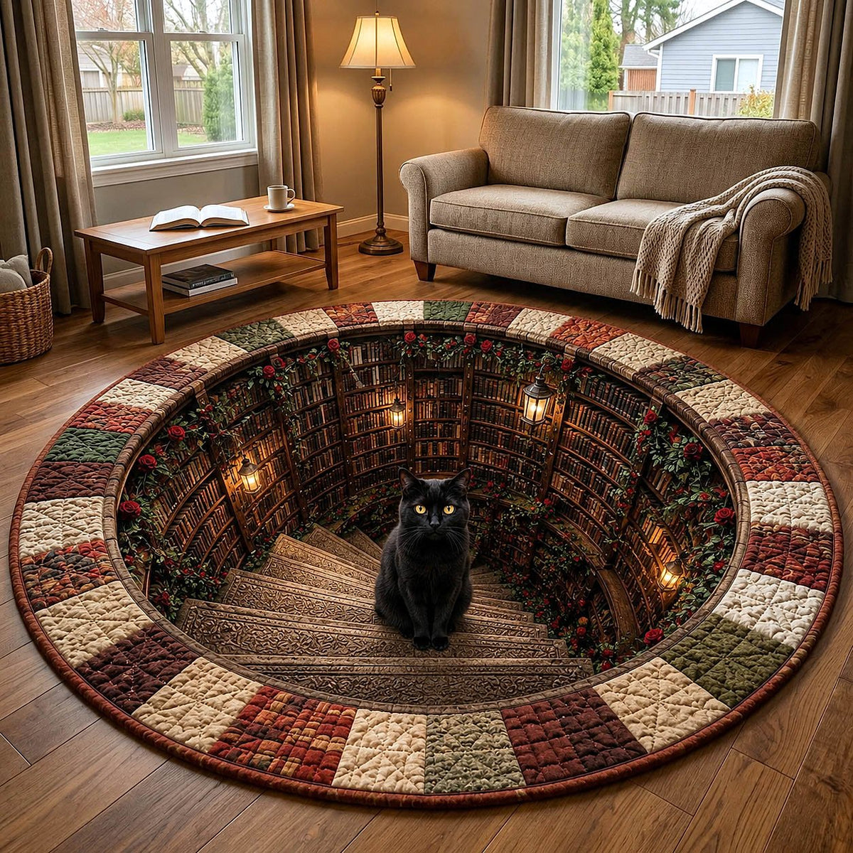 Reading Companion Round Mat Rug - Nature Design | Serene Home Decor (Design 2)
