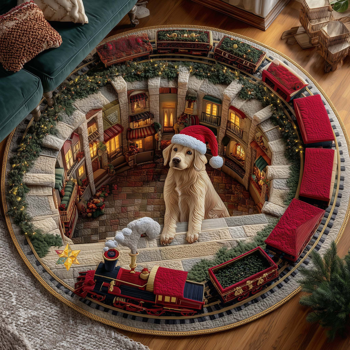 Retriever Magic Round Mat Rug - Nature Design | Serene Home Decor (Design 7)