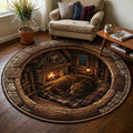 Rustic Guardian Round Mat Rug - Nature Design | Serene Home Decor (Design 6)