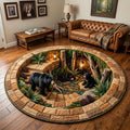 Rustic Guardian Round Mat Rug - Nature Design | Serene Home Decor (Design 13)