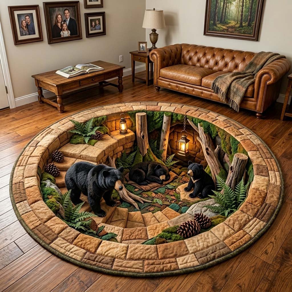Rustic Guardian Round Mat Rug - Nature Design | Serene Home Decor (Design 13)