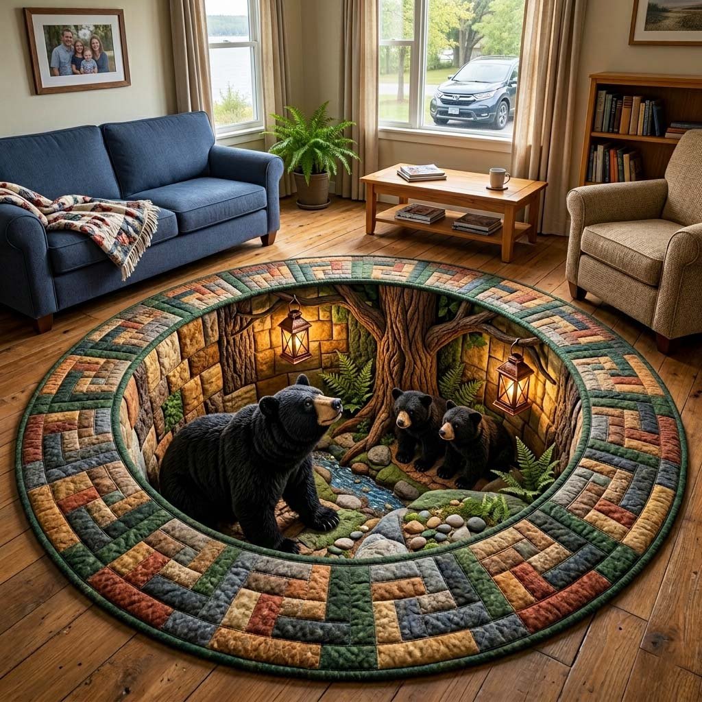 Rustic Guardian Round Mat Rug - Nature Design | Serene Home Decor (Design 17)