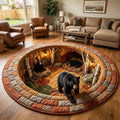 Rustic Guardian Round Mat Rug - Nature Design | Serene Home Decor (Design 12)