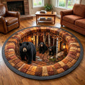 Rustic Guardian Round Mat Rug - Nature Design | Serene Home Decor (Design 19)
