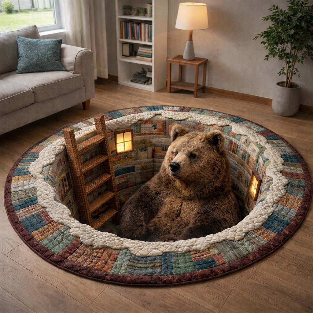 Rustic Guardian Round Mat Rug - Nature Design | Serene Home Decor (Design 14)