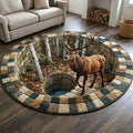 Rustic Wilderness Round Mat Rug - Nature Design | Serene Home Decor (Design 3)
