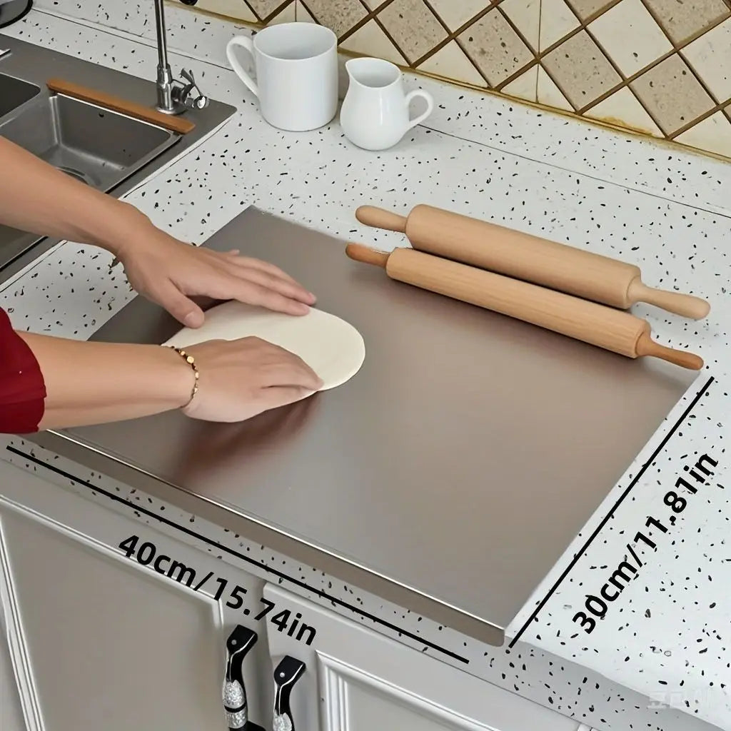 Large Stainless Steel Cutting Board 304 with Lid And Non-Slip Pad Kitchen Chopping Board for Meat Suitable for Countertop