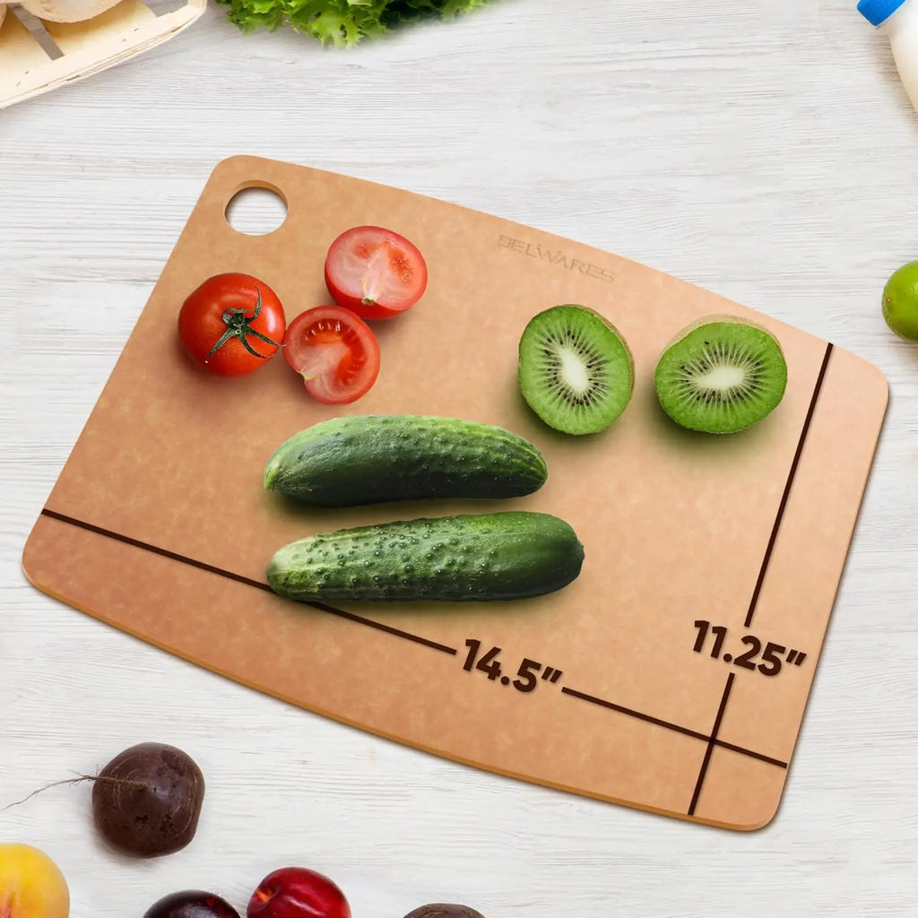 Dishwasher Safe Cutting Board, Large Composite Wood Chopping Board, Heat Resistant & BPA-Free, 14.5x11.25 Inch Natural