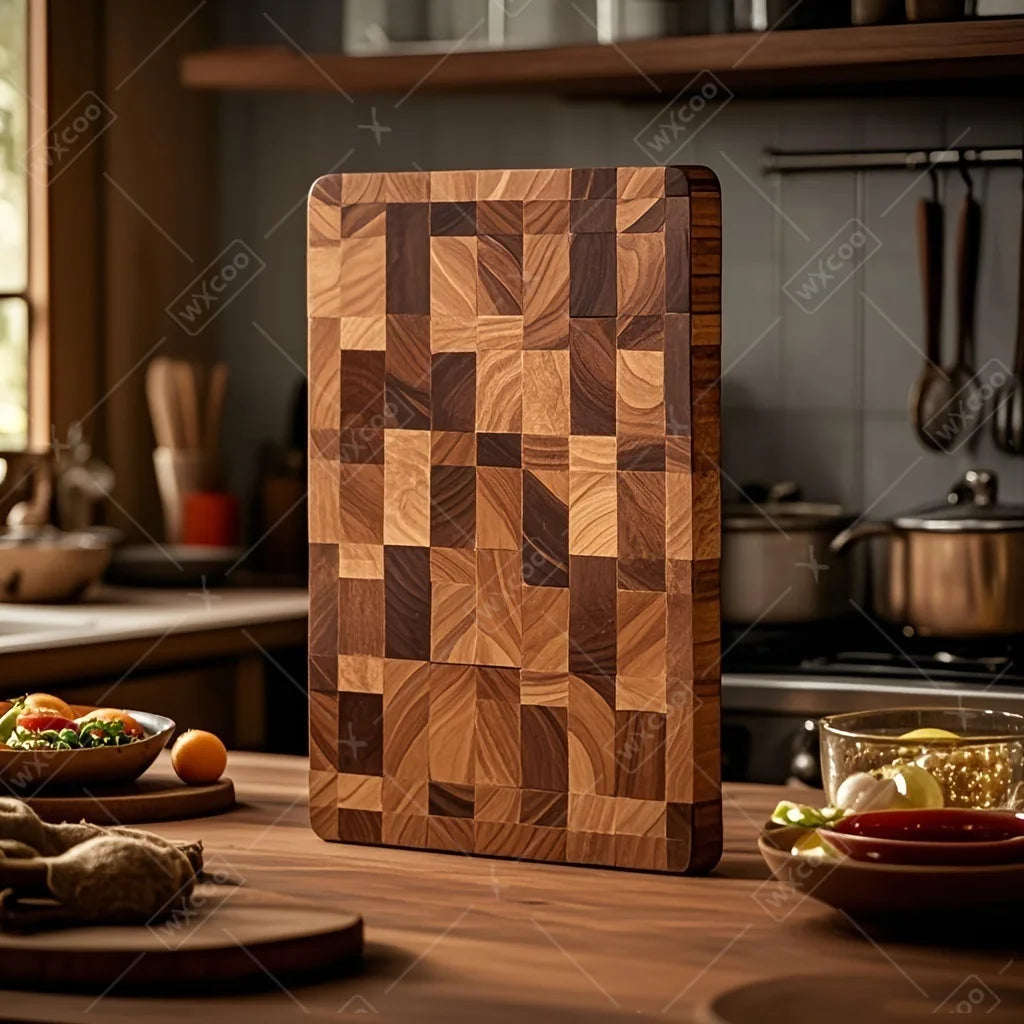Thicken Acacia Wooden Cutting Board Kitchen Double-sided Splicing Checkerboard Solid Wood Non-slip for Cut Vegetable Fruit Board