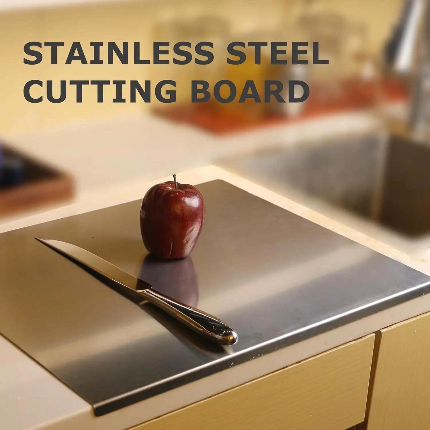 Large Stainless Steel Cutting Board 304 with Lid And Non-Slip Pad Kitchen Chopping Board for Meat Suitable for Countertop