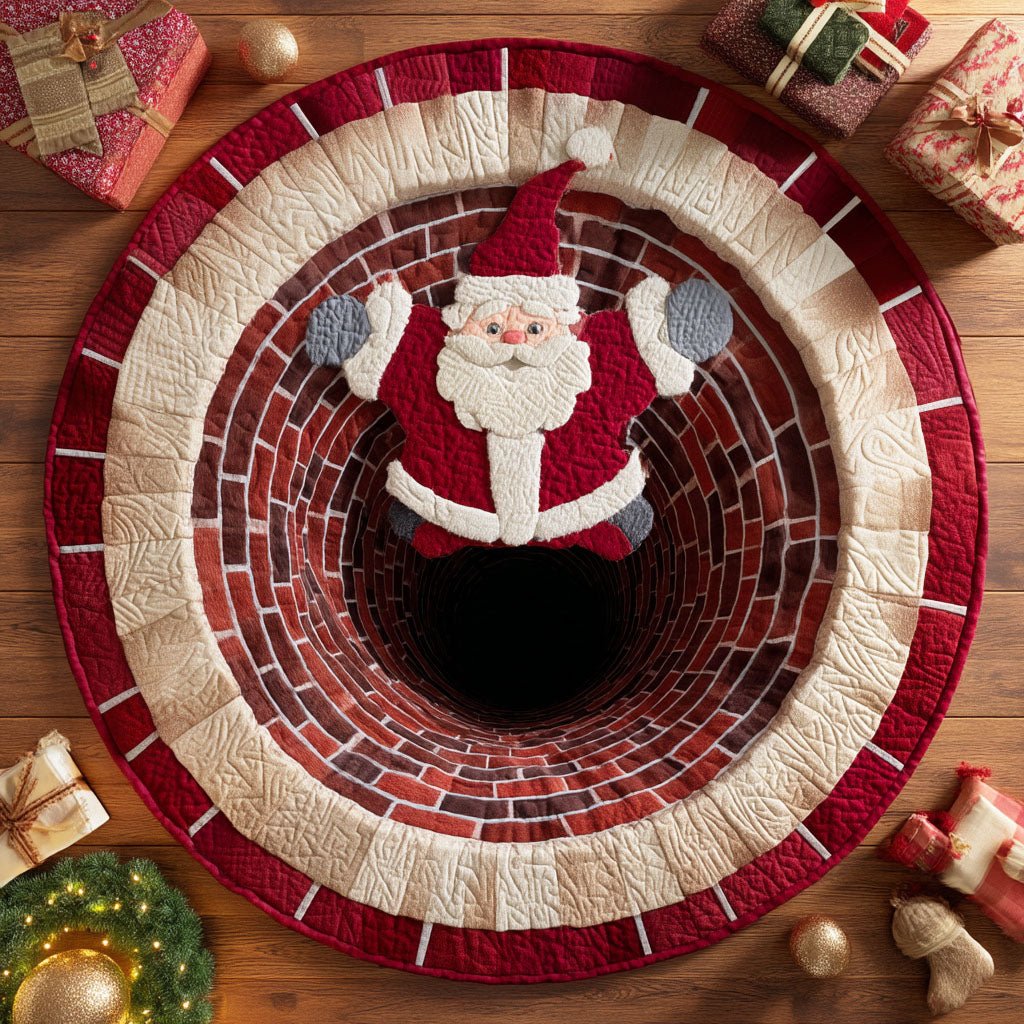 Santa Workshop Christmas Round Mat Rug - Non-Slip Washable Round Area Rug for Bedroom & Living Room (Design 10)