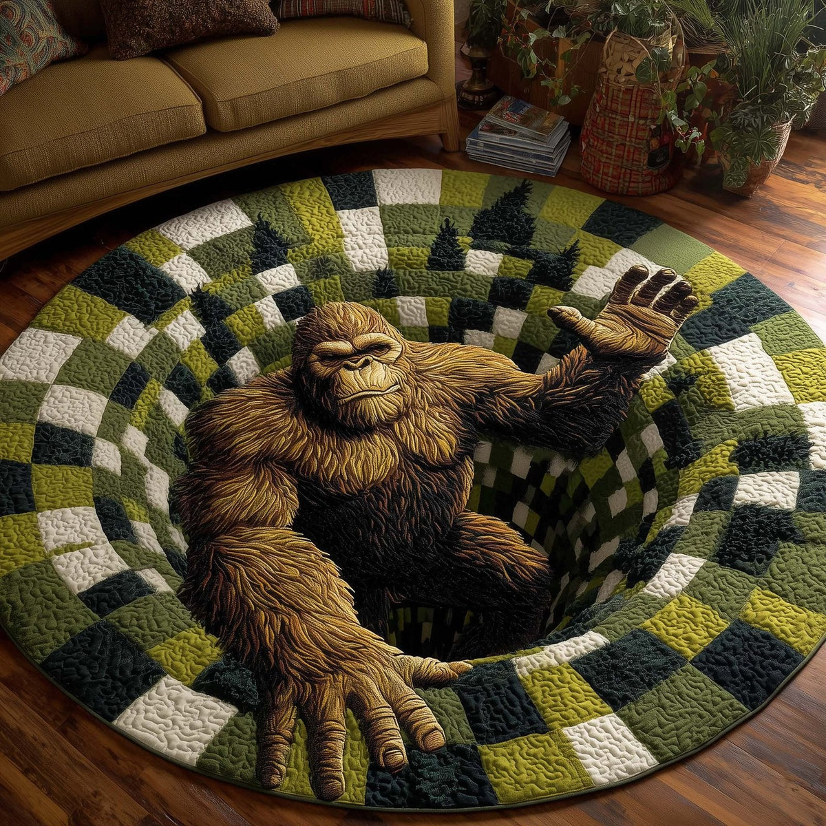 Sasquatch Trail Round Mat Rug - Nature Design | Serene Home Decor (Design 7)