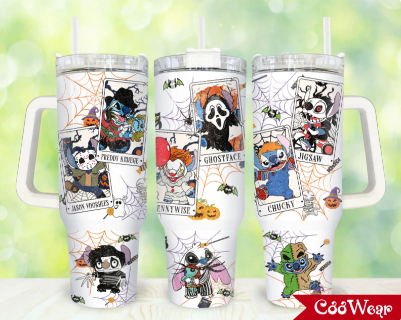 Cartoon Characters Halloween Cartoon 30oz or 40oz Stainless Steel Tumbler With Handle QDH