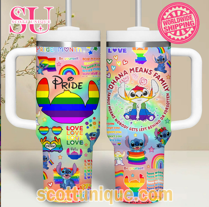 Stitch Ohana Means Family Pride Day 30oz or 40oz Stainless Steel Tumbler With Handle QDH
