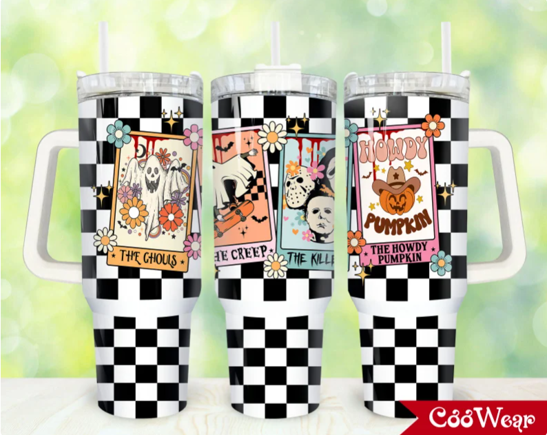 Movies Characters Horror Characters Halloween Tarot 30oz or 40oz Stainless Steel Tumbler With Handle QDH