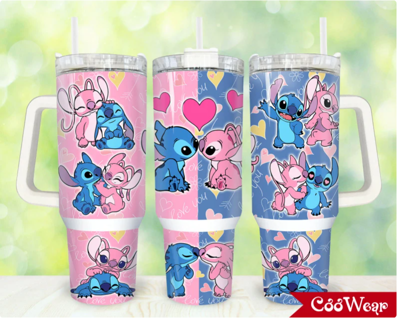 DIGITAL FILES Cartoon Characters Cartoon Couple 30oz or 40oz Stainless Steel Tumbler With Handle QDH