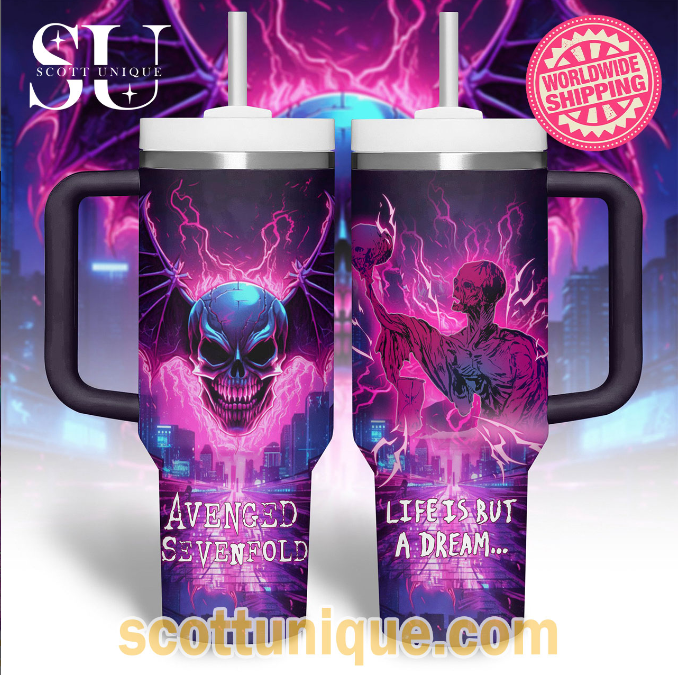 Avenged Sevenfold Purple Premium 30oz or 40oz Stainless Steel Tumbler With Handle QDH