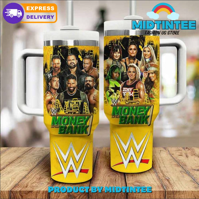 WWE Money In The Bank 30oz or 40oz Stainless Steel Tumbler With Handle QDH